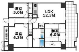 南海ハイライズフラット天下茶屋の間取り画像