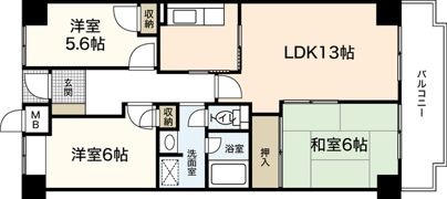 面出マンションの間取り画像