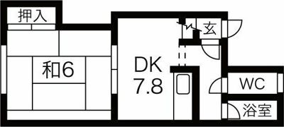 シャトル1DKの間取り画像