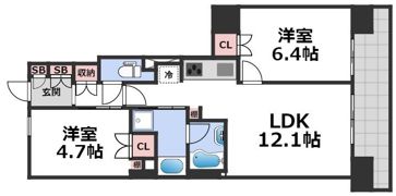 エル・セレーノ上本町レジデンスの間取り画像