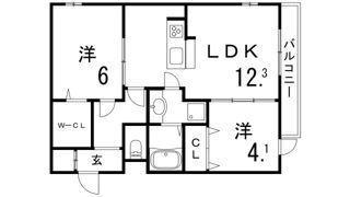 D-room灘北通の間取り画像