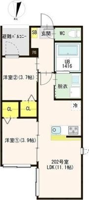 ハーモニーテラス菊園町の間取り画像