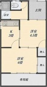 野白町葭場 平屋西号室の間取り画像