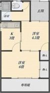 野白町葭場 平屋西号室の間取り画像