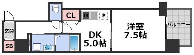 プレサンス堺筋本町駅前の間取り画像