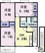 イースト丸亀 Dの間取り画像