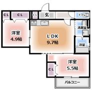 クリエオーレ三ツ島Ⅰの間取り画像