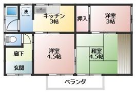 平佐町3DK貸家の間取り画像