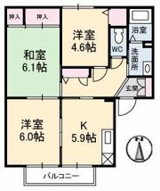 コーポ中的場 Ⅲ棟の間取り画像