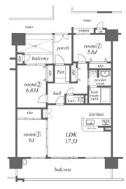アーティックスヴィンセント大手町の間取り画像