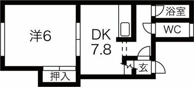 シャトル1DKの間取り画像