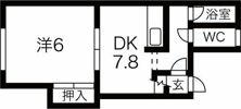 シャトル1DKの間取り画像