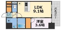 S-RESIDENCE阿波座chiaroの間取り画像