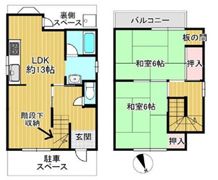 枚方市黄金野貸家の間取り画像