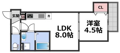 クレアール八戸ノ里の間取り画像