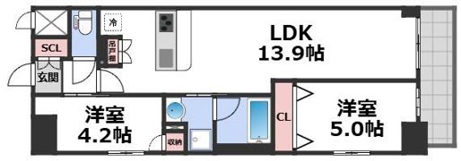 スプランディッド上本町WESTⅡの間取り画像