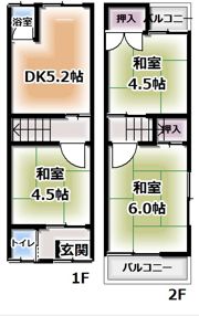 門真市桑才新町テラスハウスの間取り画像