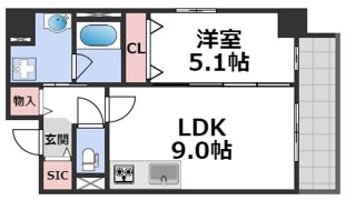 huit arbre上町台の間取り画像