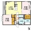 D-ROOM六十人町Bの間取り画像