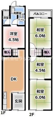 金田町3丁目テラスハウスの間取り画像