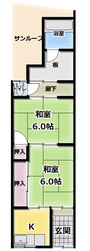 泉町 テラスハウス貸家の間取り画像