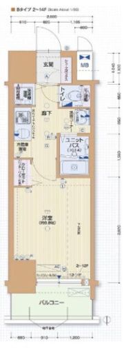 グランカリテ天神橋Ⅱの間取り画像