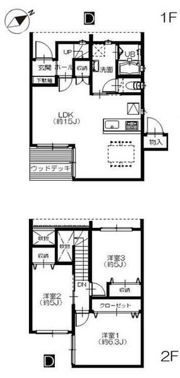 国吉田6丁目 戸建賃貸 3LDKの間取り画像