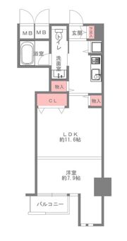 クリスタルブライト天満橋リバーサイド 607号室の間取り画像