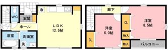 守谷本町賃貸住宅（2階建戸建2LDK）の間取り画像