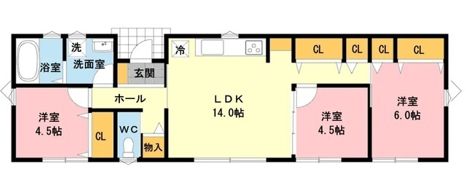 守谷本町賃貸住宅（平家3LDK）の間取り画像