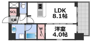 エステムコート谷町九丁目の間取り画像