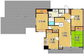 ライオンズマンション城野駅前 601号室の間取り画像