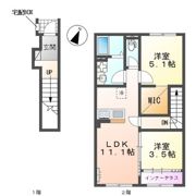 尾張旭市晴丘町東賃貸アパートの間取り画像